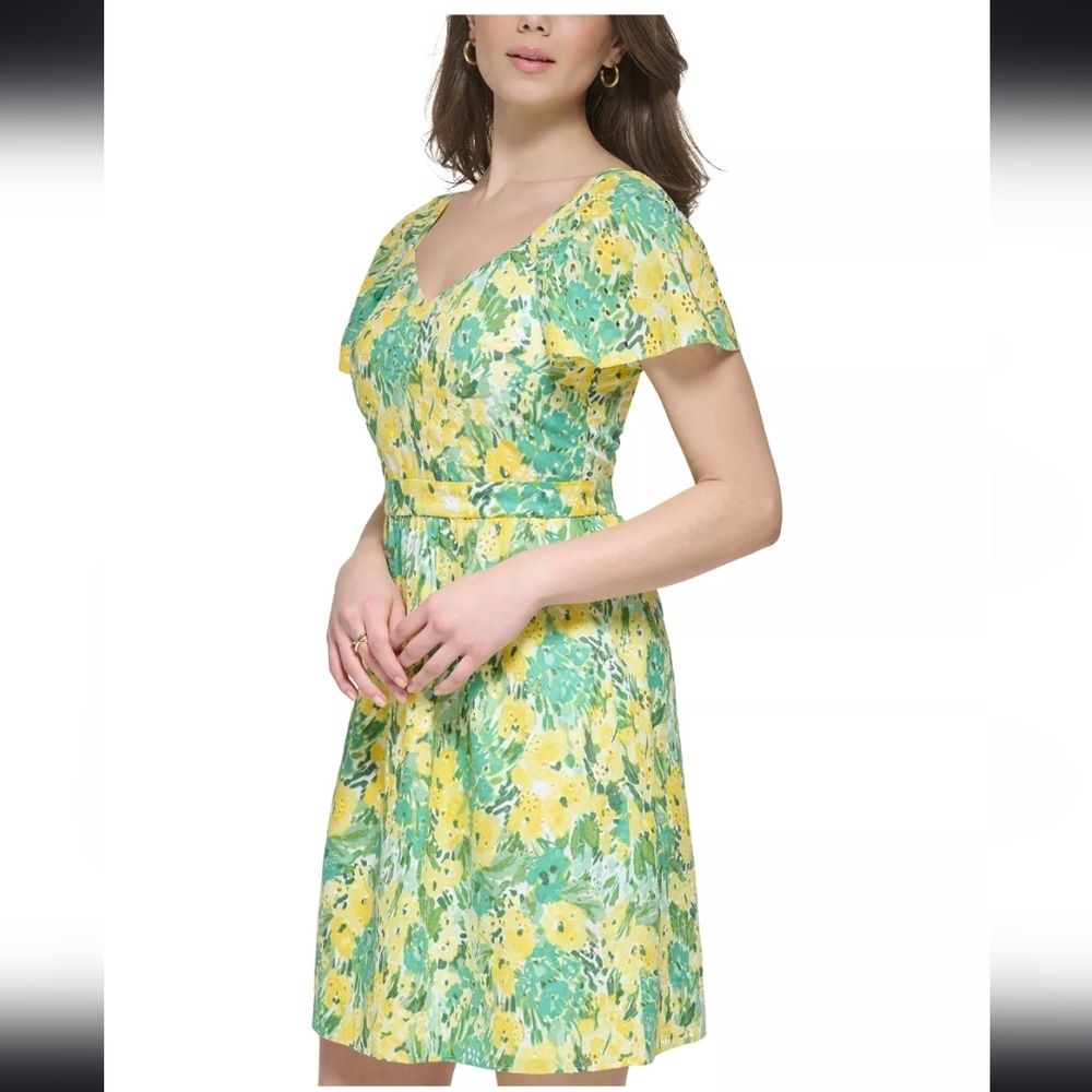 Kensie Eyelit Fit and Flare Dress